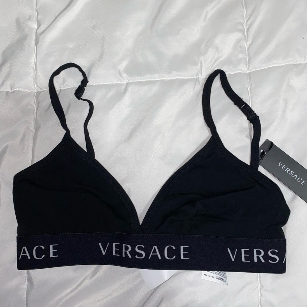 Versace Black Logo Bralette